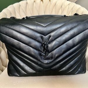 YSL Medium Loulou Bag (Black on Black)